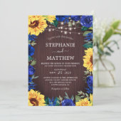 ひまわり素朴ブルーライトウッド結婚ズ 招待状 (スタンド正面)
