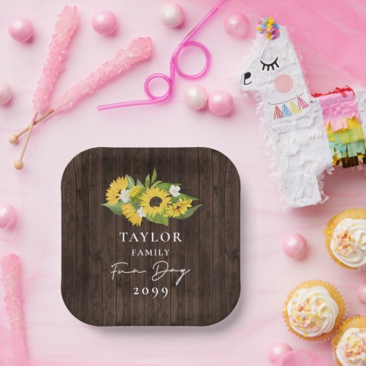 ひまわり素朴ブーケファミリーおもしろいデー ペーパープレート (パーティー)