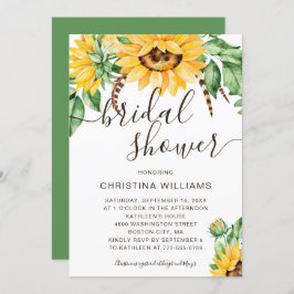 ひまわり素朴ブーケブライダルシャワー 招待状