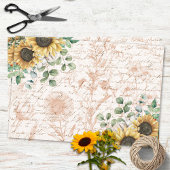 ひまわり素朴ブーケヴィンテージレターデコップページ ラッピングペーパーシート