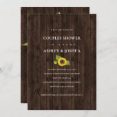 ひまわり素朴ブーケ写真カップルのシャワー 招待状 (正面/裏面)