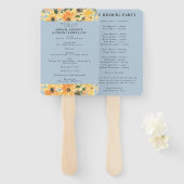 ひまわり素朴ブーケ水彩画 ハンドファン (正面&裏面)