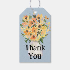 ひまわり素朴ブーケ水彩色 ギフトタグ