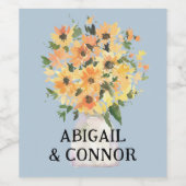 ひまわり素朴ブーケ水彩色 ワインラベル (シングルラベル)