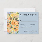 ひまわり素朴ブーケ水彩RSVPカード 出欠カード (正面)