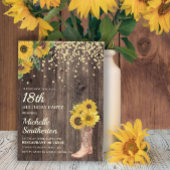 ひまわり素朴ブーツグリッター18誕生日 招待状