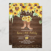 ひまわり素朴ブーツSweet sixteen招待状 招待状 (正面/裏面)