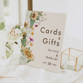 ひまわり素朴ベージュのウェディングカードとギフト 台座サイン