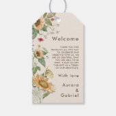 ひまわり素朴ベージュの結婚ウェルカムギフトラベル ギフトタグ (正面)