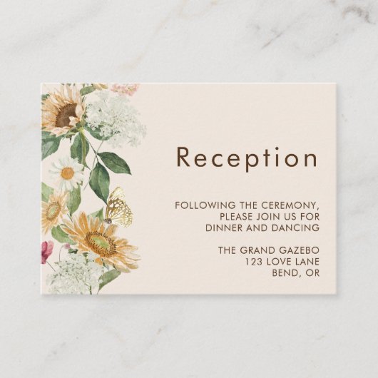 ひまわり素朴ベージュ式レセプション エンクロージャーカード (正面)