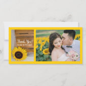 ひまわり素朴ベール国の結婚式ありがとう サンキューカード (正面)