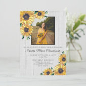 ひまわり素朴ホワイトウッド結婚ズブライダルシャワー 招待状 (スタンド正面)