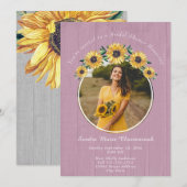 ひまわり素朴ホワイトウッド結婚ズブライダルシャワー 招待状 (正面/裏面)