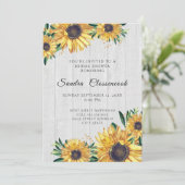 ひまわり素朴ホワイトウッド結婚ズブライダルシャワー 招待状 (スタンド正面)