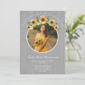 ひまわり素朴ホワイトウッド結婚ズブライダルシャワー 招待状 (スタンド正面)