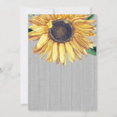 ひまわり素朴ホワイトウッド結婚ズブライダルシャワー 招待状 (裏面)