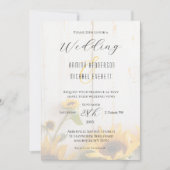 ひまわり素朴ホワイトバーンドウッドフォト結婚ズ 招待状 (正面)