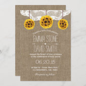 ひまわり素朴ポマンダースレース&バーラップ結婚ズ 招待状 (正面/裏面)
