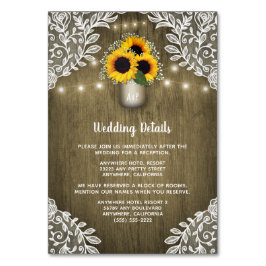 ひまわり素朴メイソンの結婚差し込みカード テーブルナンバー