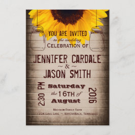 ひまわり素朴メイソンジャース結婚式招待状 招待状