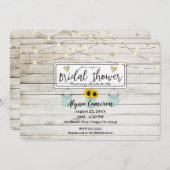 ひまわり素朴メイソンジャース&ライトブライダルシャワー 招待状 (正面/裏面)