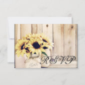 ひまわり素朴メイソンジャールウェディングRSVPカード 出欠カード (裏面)