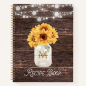 ひまわり素朴メイソンジャールウッドレシピクックブック ノートブック (正面)