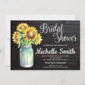 ひまわり素朴メイソンジャールカントリーブライダルシャワー 招待状 (正面)