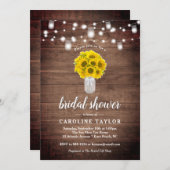 ひまわり素朴メイソンジャールライトブライダルシャワー 招待状 (正面/裏面)