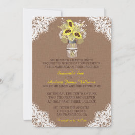 ひまわり素朴メイソンジャールレース結婚式招待状 招待状