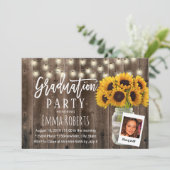 ひまわり素朴メイソンジャー写真卒業 招待状 (スタンド正面)