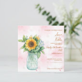 ひまわり素朴メイソンジャー結婚式招待状 招待状 (スタンド正面)