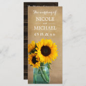 ひまわり素朴メイソン・ジャー・カントリー・ウェディングプログラム プログラム (正面/裏面)