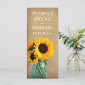 ひまわり素朴メイソン・ジャー・カントリー・ウェディングプログラム プログラム (スタンド正面)