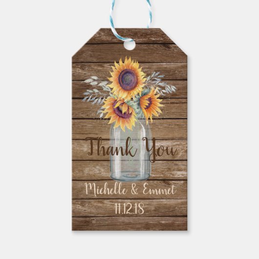 ひまわり素朴メッセージカード、結婚式の引き出物、シャワー ギフトタグ (正面)