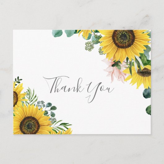 ひまわり素朴ユーカリありがとうはがき ポストカード (正面)