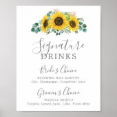 ひまわり素朴ユーカリのシグネチャードリンクサイン ポスター (正面)