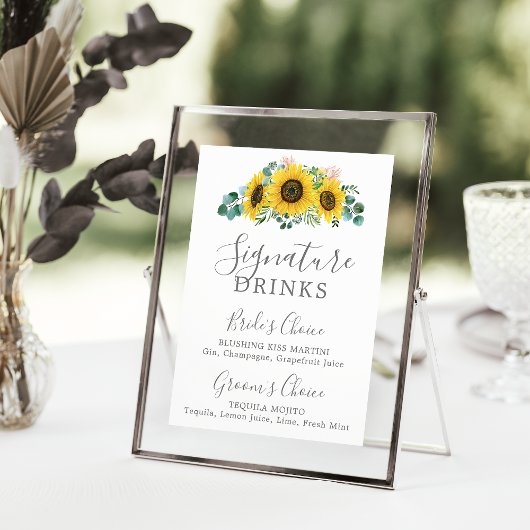 ひまわり素朴ユーカリのシグネチャードリンクサイン ポスター