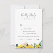 ひまわり素朴ユーカリのメニュー選択RSVPカード 出欠カード (正面)