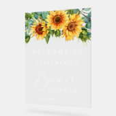 ひまわり素朴ユーカリブライダルシャワーウェルカム アクリルサイン (傾斜)