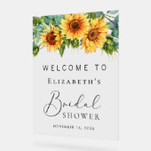 ひまわり素朴ユーカリブライダルシャワーウェルカム アクリルサイン (傾斜)
