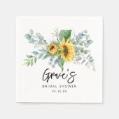 ひまわり素朴ユーカリブライダルシャワー紙 スタンダードカクテルナプキン (正面)