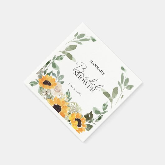 ひまわり素朴ユーカリブライダルシャワー スタンダードカクテルナプキン (角)