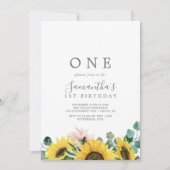 ひまわり素朴ユーカリプタスファーバースデーパーティー 招待状 (正面)