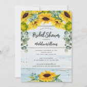 ひまわり素朴ユーカリプトゥスウッドブライダルシャワー 招待状 (正面)