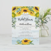 ひまわり素朴ユーカリプトゥスウッドブライダルシャワー 招待状 (スタンド正面)