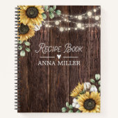 ひまわり素朴ユーカリプトゥスウッドレシピクックブック ノートブック (正面)