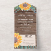 ひまわり素朴ユーカリプトゥスバーンウッド オールインワン招待状 (内側)
