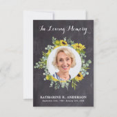 ひまわり素朴ユーカリ写真悔やみや弔慰葬儀 サンキューカード (正面)