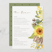 ひまわり素朴ユーカリ水彩フローラメニュー メニュー (正面/裏面)